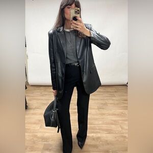 Zara Black Leather Blazer